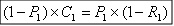Spoken in English, this equation means that the coupon payment at year one will be received as long as the company survives (1-P1) and that must equal the payout if they default times the probability of default P1